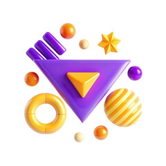 Poster - This image features an arrangement of vibrant geometric shapes in various colors including purple, orange, and yellow, creating a playful visual effect.