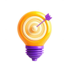 Poster - A colorful light bulb designed with a target symbol and an arrow. It symbolizes creativity and goal achievement in a vibrant style.