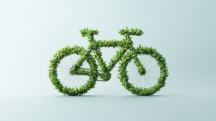 Wall Mural - Green Bicycle Made of Leaves.