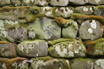 Poster - mossy stone wall a close up of a moss covered stone wall painted