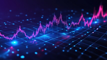Poster - a vibrant digital graph with dynamic lines and bright colors representing data trends and analysis.