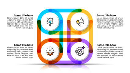 Wall Mural - Infographic template. 4 abstract circles connected by a line