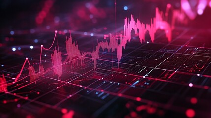 Poster - abstract data visualization with dynamic graphs and charts in vibrant colors representing informatio