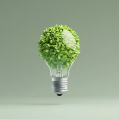 Wall Mural - Green Energy Concept - Light Bulb with Plant Inside.