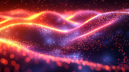 Poster - Dynamic pattern of glowing dots forming an abstract digital texture,