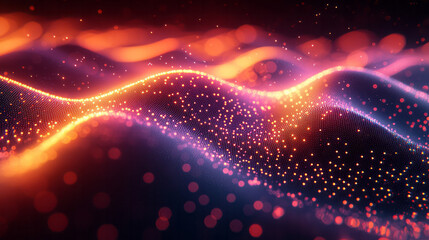Poster - Glowing dots creating an abstract digital pattern,