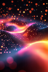 Poster - Abstract pattern of glowing dots creating a dynamic texture,