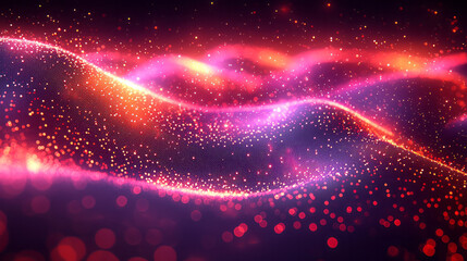 Poster - Glowing dots forming a digital pattern,