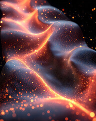 Poster - Abstract digital texture with flowing glowing dots,