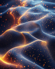 Poster - Abstract digital texture with flowing glowing dots,
