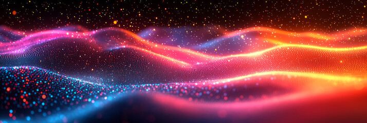 Poster - Digital abstract pattern of glowing dots,