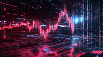 Poster - abstract data visualization with vibrant lines and digital elements showcasing a dynamic market tren