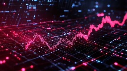 Poster - abstract data visualization with vibrant lines and digital patterns representing market trends and a