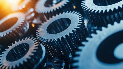 Poster - Close-Up of Mechanical Gears and Parts in Detail