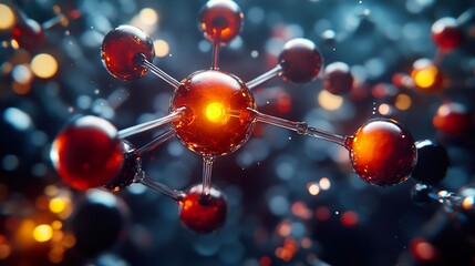 Wall Mural - abstract 3d render of an atom: a glowing molecular structure
