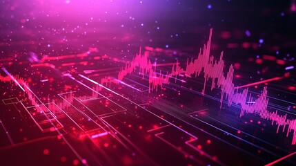 Poster - abstract digital background with colorful data visualization, ideal for tech and finance projects.