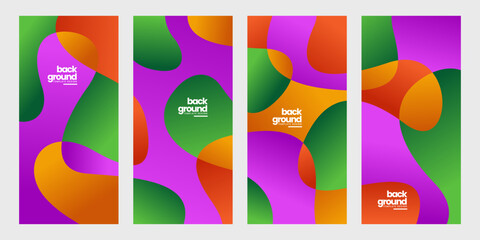 colorful abstract fluid gradient pattern background set template