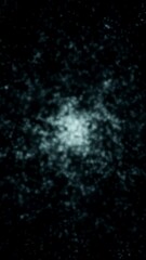 Poster - Chaotic white glowing particles on black background. Animation. White energy particles gather into single glowing sphere. Energy or biological particles