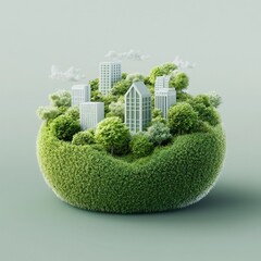 Poster - Eco-Friendly City on Green Planet.