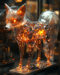 Poster - A mechanical fox with a transparent body,