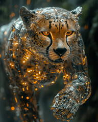 Aufkleber - A transparent cheetah running,