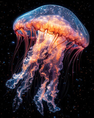 Aufkleber - A jellyfish with transparent tentacles,