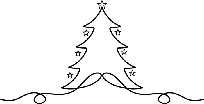 Minimalist Christmas Tree Line Art Illustration vector