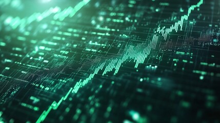 Poster - abstract digital data visualization with green glowing lines and patterns, representing modern techn