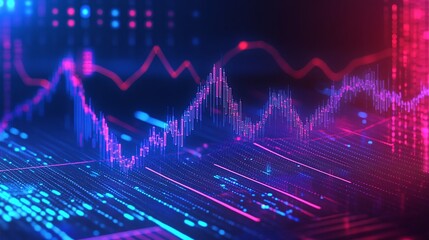 Poster - abstract digital data visualization with vibrant color gradients and dynamic lines representing data