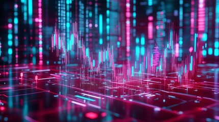 Poster - abstract digital data visualization with vibrant colors and futuristic patterns, showcasing network 
