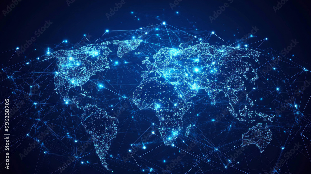 Global network connection concept. Big data visualization depicting ...