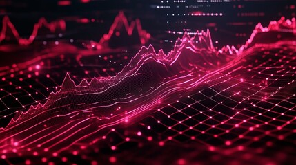 Poster - abstract digital data visualization with vibrant pink and black tones illustrating connectivity and 