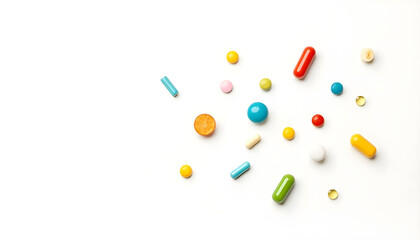 Colorful vitamin mineral drugs icons floating