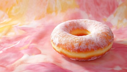 Wall Mural - Sugary Donut on a Pink and Yellow Background