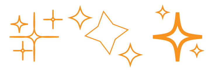 Wall Mural - Hand drawn gold star collection on black background. Vector illustration