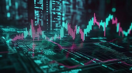 Poster - abstract digital graph with vibrant colors showcasing data trends and analytics in a modern technolo