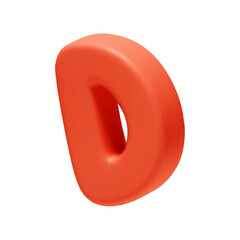Aufkleber - Voluminous letter D. letter Sign red soft color. Realistic 3d design in cartoon style. Isolated on white background. vector illustration