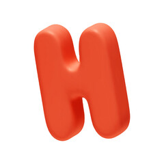 Poster - Voluminous letter H. letter sign red soft color. Realistic 3d design in cartoon style. Isolated on white background. vector illustration