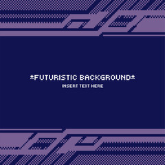 Poster - Dark Blue Industrial Futuristic Background, Pixel Art Style