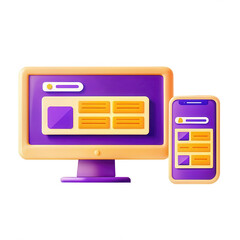 Poster - A colorful 3D rendering showing a computer monitor and mobile device with a user interface, featuring easy navigation and vibrant colors.