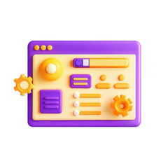 Poster - A vibrant, 3D-rendered user interface featuring colorful buttons and icons, designed for interaction.