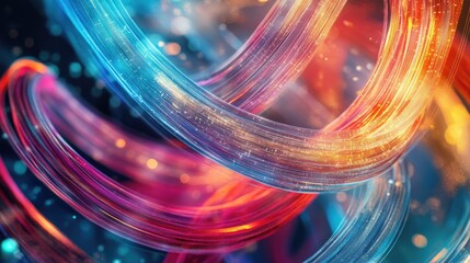 Poster - Digital mixed media artwork featuring fiber optic cables