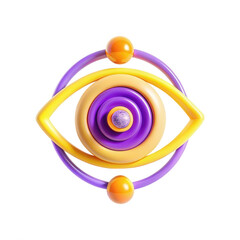 Poster - A vibrant 3D rendering of an eye symbol featuring swirling colors primarily in purple, yellow, and orange, exemplifying creativity and vision.