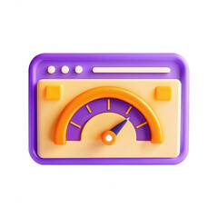 Aufkleber - A colorful 3D rendering of a gauge dashboard, showcasing a purple and yellow design with an analog meter. Ideal for digital interfaces.