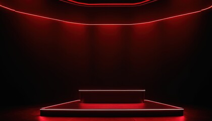 Wall Mural - Glowing Red LED Light Lectern Platform 2
