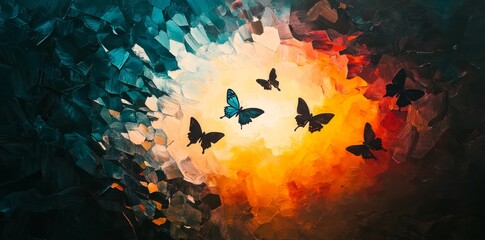 Wall Mural - A generative Stock stock image of a butterfly watercolour drawn on texture as a background poster design. A sketch color pattern with nature as a theme. Graphic design.