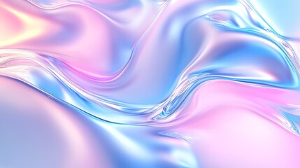 Poster - A seamless iridescent neon webpunk or vaporwave aesthetic surreal wavy marble pattern in holographic pink and blue colors.