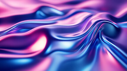 Poster - Background texture with holographic pink and blue frosted molten plastic jelly waves. Hard-edged iridescent neon webpunk or vaporwave aesthetic.