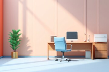 Wall Mural - Office furniture chair table.  Image by rawpixel.