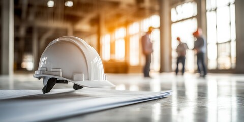 Architect collaborating with engineers on-site, surrounded by construction materials, bright daylight enhancing the dynamic atmosphere